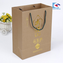 wholesale recycled brown kraft paper wine bags with handles